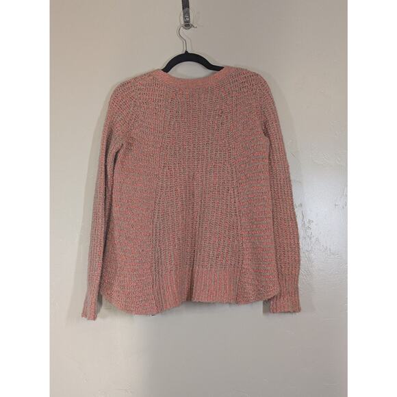 Moth Anthropologie Womens Sweater Small Orange Pink Cotton‎ Wool Zipper - Picture 6 of 10